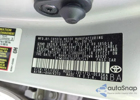 2016 Toyota Corolla S Plus из США, поврежденный, VIN 5YFBURHE9GP397547